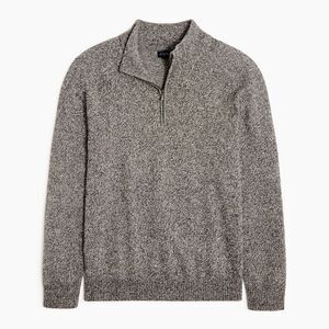 J Crew Supersoft lambswool blend mock neck zip sweater gray heathered marled M